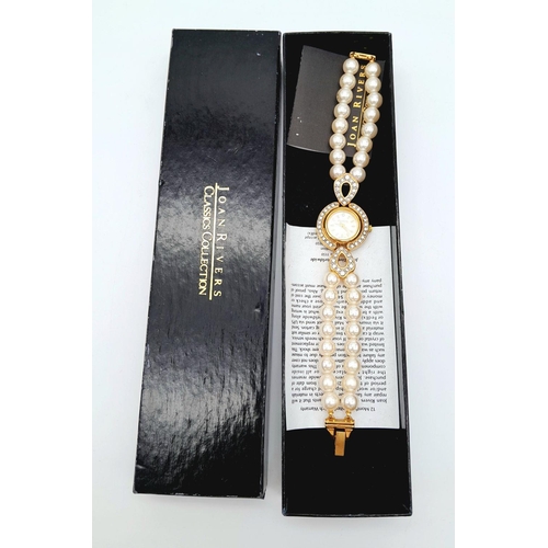 168 - A very collectible, JOAN RIVERS glamorous watch with cubic zirconia and a double shell pearl bracele... 