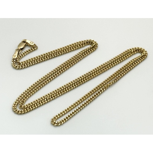 36 - A 9K Yellow Gold Petit Belcher Link Chain. 54cm. 7.65g weight.