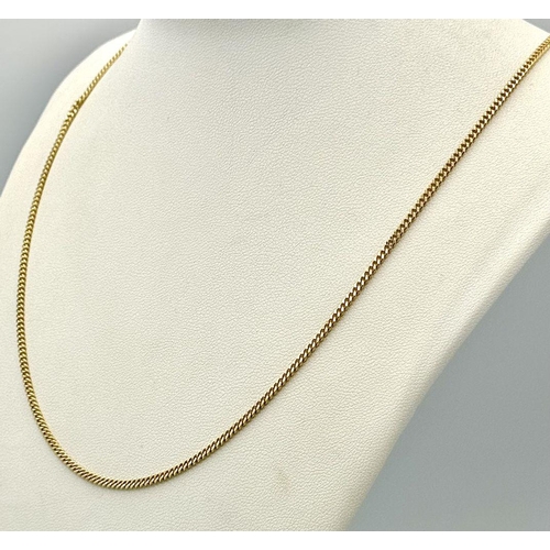 36 - A 9K Yellow Gold Petit Belcher Link Chain. 54cm. 7.65g weight.