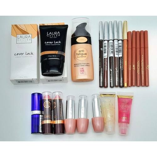 392 - A selection of branded make up, to include lip liners, lipstick, foundation and eye shadows. Please ... 