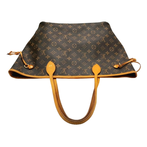 81 - A Louis Vuitton Monogram Canvas Neverfull MM Tote Bag. Monogram canvas exterior with natural cowhide... 