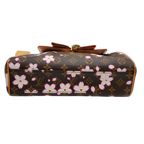 834 - A Louis Vuitton Blossom Butterfly Bag. Monogram canvas exterior with pink blossom decoration. Leathe... 