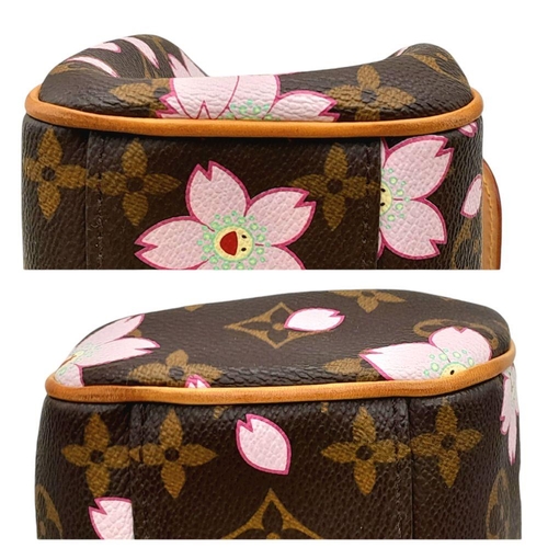 834 - A Louis Vuitton Blossom Butterfly Bag. Monogram canvas exterior with pink blossom decoration. Leathe... 