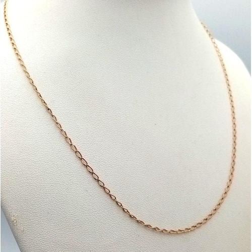 835 - A 9K Yellow Gold Disappearing Necklace. 44cm. 2g weight.