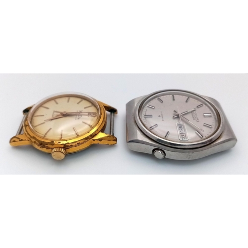 953 - Two Working Vintage Watch Cases - Seiko Automatic - 36mm and a Mudu 30 Jewels Doublematic - 32m.