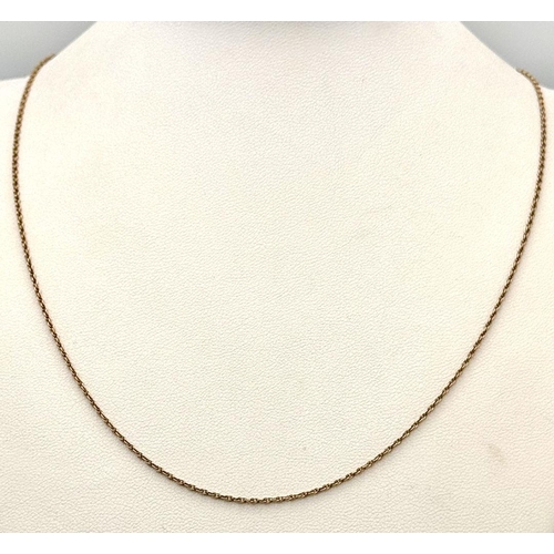 968 - A 9K Yellow Gold Disappearing Necklace. 44cm. 1.7g weight.