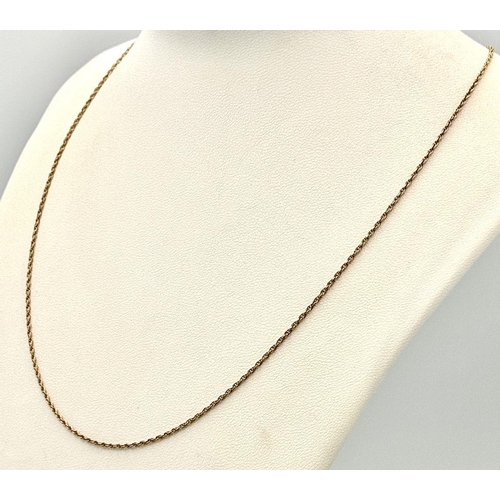 968 - A 9K Yellow Gold Disappearing Necklace. 44cm. 1.7g weight.