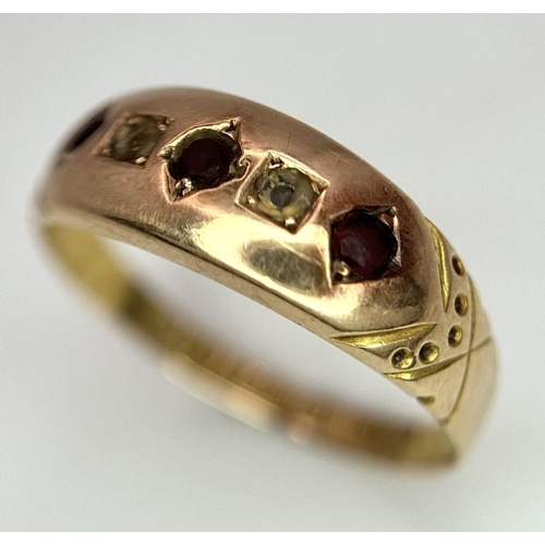 1327 - A TIFFANY & CO 15K YELLOW GOLD ANTIQUE STONE SET RING 1.5G TOTAL WEIGHT, SIZE N 1/2, HALLMARKED BIRM... 