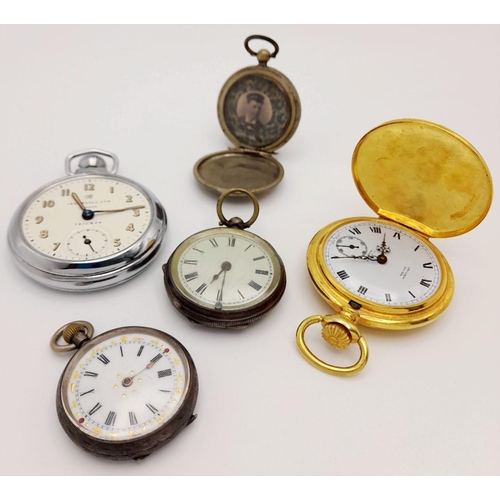 1328 - Five Different Style Pocket Watches. Some antique. As found.