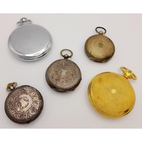 1328 - Five Different Style Pocket Watches. Some antique. As found.