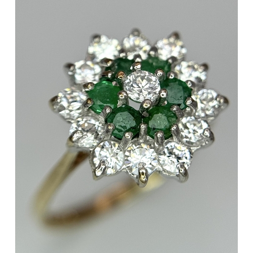 1344 - A 9K YELLOW GOLD STONE SET CLUSTER RING 2.2G SIZE O. Ref: SC 4001