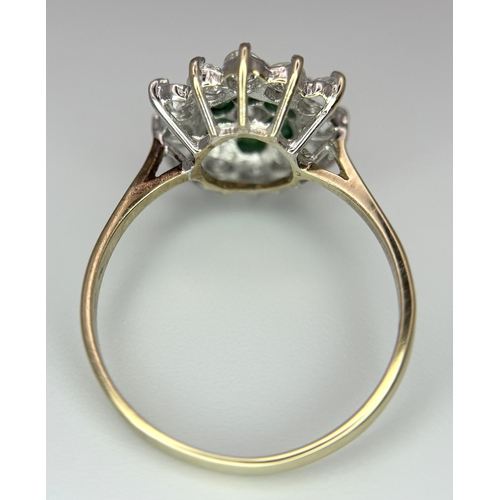 1344 - A 9K YELLOW GOLD STONE SET CLUSTER RING 2.2G SIZE O. Ref: SC 4001