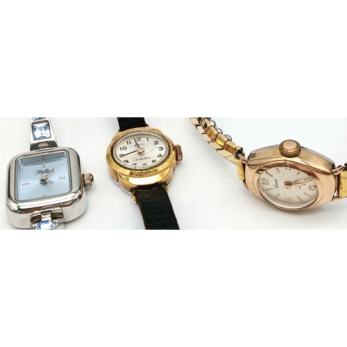 1476 - Three Ladies Vintage and Later Dress Watches Comprising; 1) A Vintage Rolled Gold Manual Wind Watch ... 