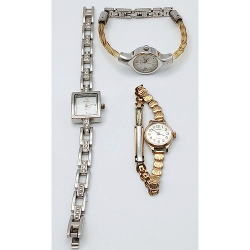 1497 - Three Ladies Vintage and Later Dress Watches Comprising 1) A rare Vintage Silicon Quartz Bracelet Wa... 