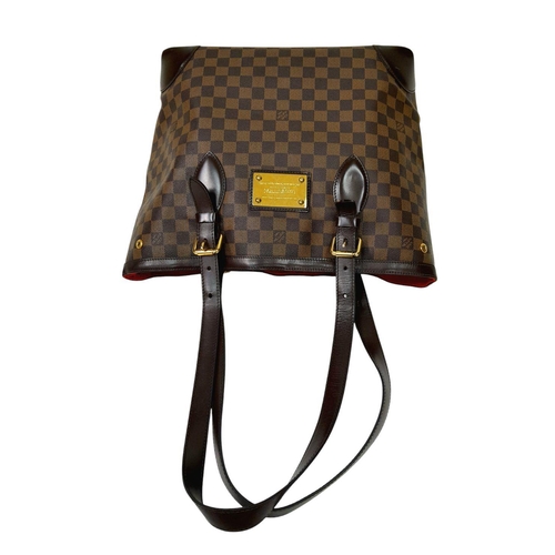 984 - A Louis Vuitton Hampstead Tote Bag. Checked LV monogram canvas exterior. Gold tone hardware. Red tex... 