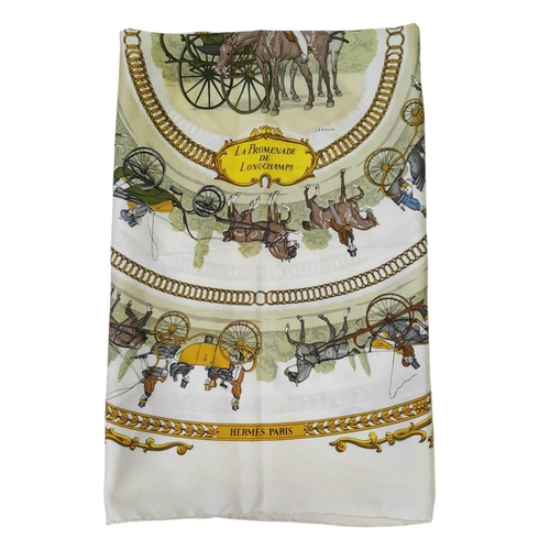 1160 - A Hermes Silk Scarf with Horse and Carriage Pattern. 92cm x 92cm. Ref: 019339