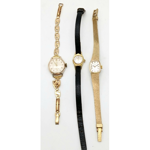 1504 - Three Vintage Ladies Manual Wind Dress Watches Comprising; 1) A Swiss Made Gold Tone Avia Incabloc W... 