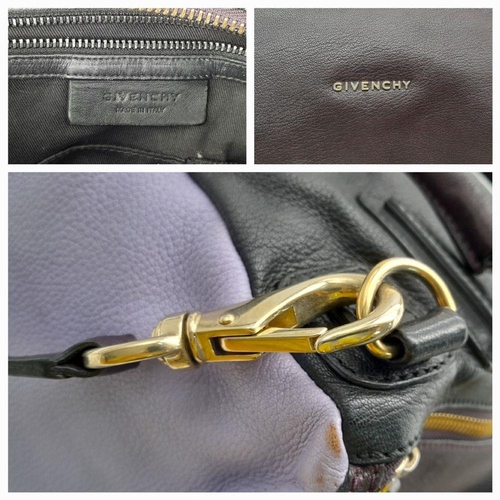 227 - A Givenchy Black and Purple Leather Pandora Bag. Leather exterior with gold-toned hardware, two smal... 