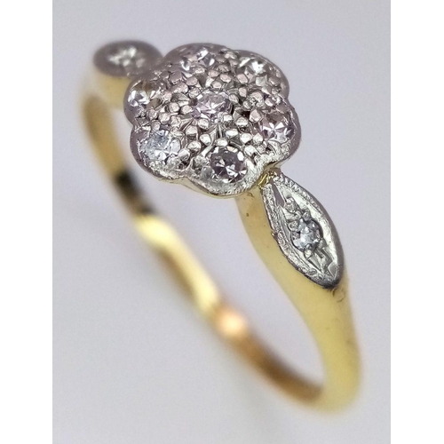 286 - AN 18K YELLOW GOLD AND PLATINUM VINTAGE DIAMOND RING 2.2G SIZE M. MAKERS MARK A.W.C & S LTD. SC5060