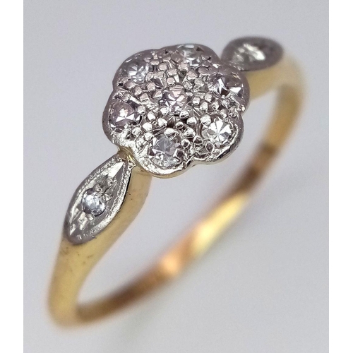 286 - AN 18K YELLOW GOLD AND PLATINUM VINTAGE DIAMOND RING 2.2G SIZE M. MAKERS MARK A.W.C & S LTD. SC5060