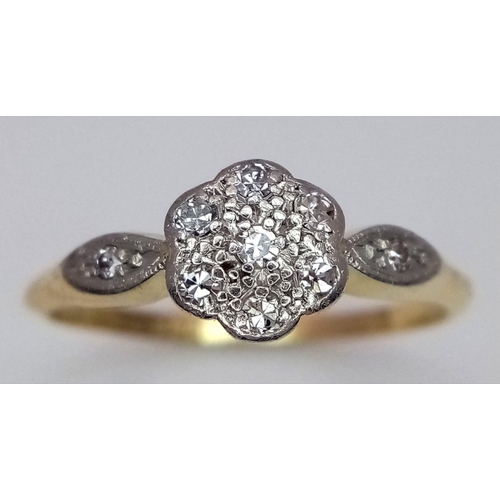 286 - AN 18K YELLOW GOLD AND PLATINUM VINTAGE DIAMOND RING 2.2G SIZE M. MAKERS MARK A.W.C & S LTD. SC5060