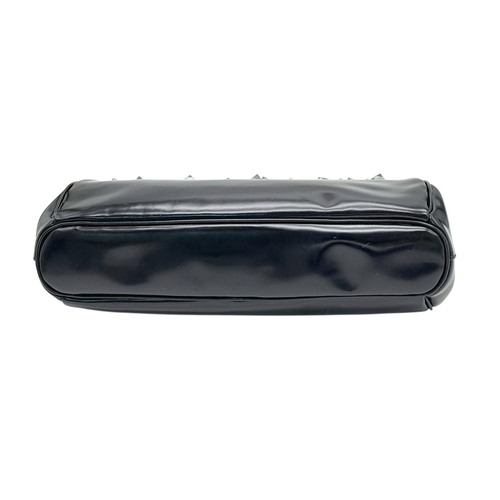 74 - A Prada Black Patent Leather Crystal Embellished Clutch Bag. Patent leather exterior adorned with cr... 