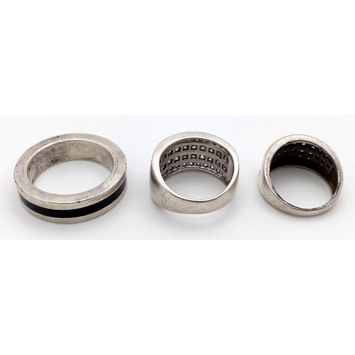 1658 - Three Sterling Silver Rings. Two are stone set. Sizes - N,O,W.
27g