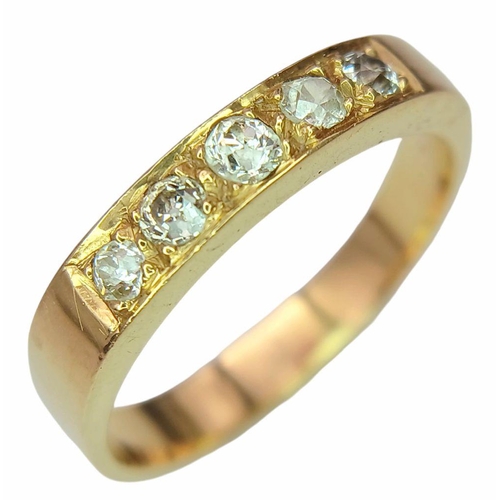 1258 - An 18K Gold Five Stone Diamond Ring - 0.50ctw. Size W. 6.1g total weight. Ref: 019229