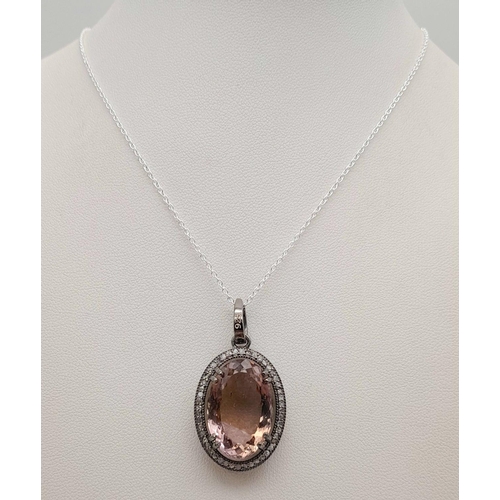 1531 - An Ametrine Gemstone Pendant with 0.50ct Diamond Accents. Set in 925 Silver. Comes with a 925 silver... 