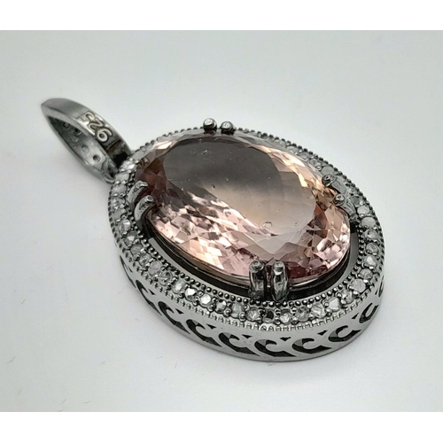 1531 - An Ametrine Gemstone Pendant with 0.50ct Diamond Accents. Set in 925 Silver. Comes with a 925 silver... 