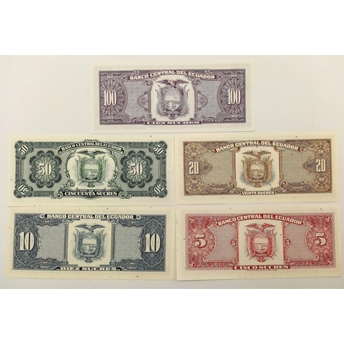 1634 - Five Uncirculated 1994 Ecuadorian Bank Notes.