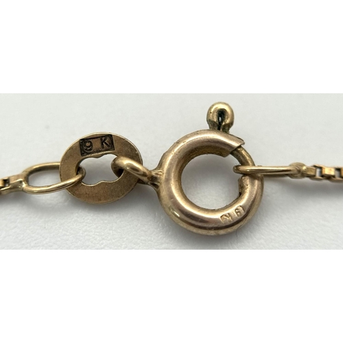 1616 - A 9K Yellow Gold Disappearing Necklace. 48cm length. 2g weight.