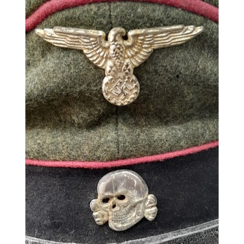 13 - A 3rd Reich Waffen SS Panzer Nco’s Visor Cap. Large Size. Maker EREL Berlin. Originally found in a s... 