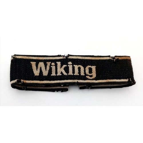 131 - A 3rd Reich SS Panzer Cuff Title “Wiking” removed from a uniform. This item passes the black light t... 