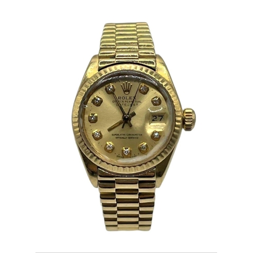 16 - 18k Yellow Gold Rolex Datejust watch, 26mm case with Champagne Diamond Dot Dial on a Presidential St... 