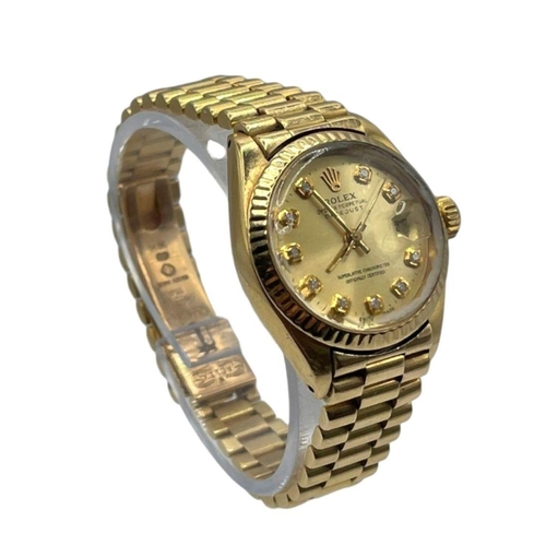 16 - 18k Yellow Gold Rolex Datejust watch, 26mm case with Champagne Diamond Dot Dial on a Presidential St... 