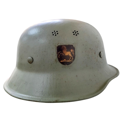 301 - A WW2 German M24 Civil Defence Helmet with Hannover Decal and the Bosh Factory Logo.