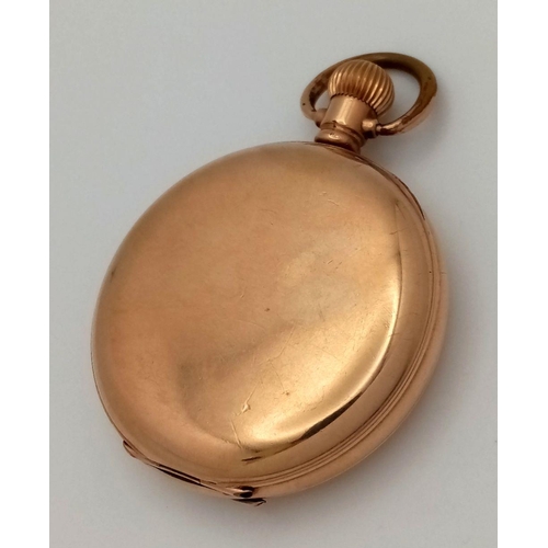 323 - An Antique Gold Plated Elgin Full Hunter Pocket Watch. Top Winder. Case - 5cm diameter. White dial w... 