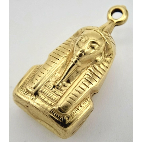 335 - AN 18K YELLOW GOLD TUTANKHAMUN CHARM/PENDANT. 2.2G. 2CM. SC5053