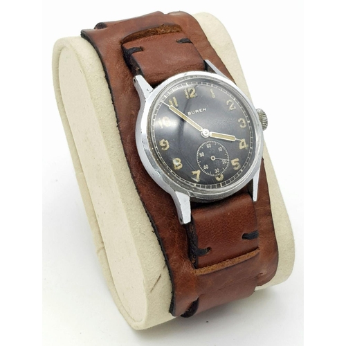 34 - An Original WW2 German Buren DH Wristwatch. Good Working Order, recently Serviced. Serial No: D29216... 