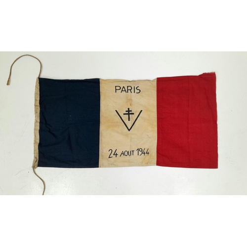 426 - An Original WW2 Free French Resistance Victory Liberation Flag. Paris 24th August 1944.