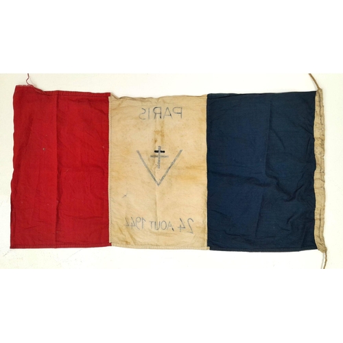 426 - An Original WW2 Free French Resistance Victory Liberation Flag. Paris 24th August 1944.