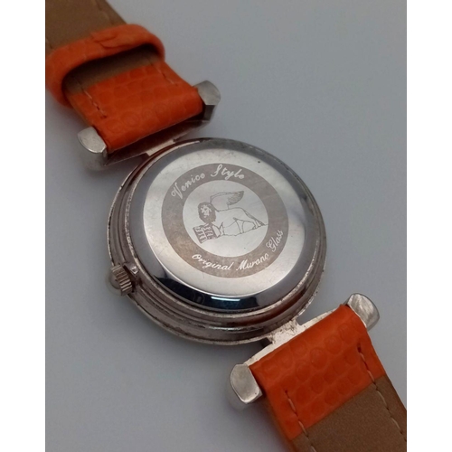 479 - A Venetian Murano Glass San Marco Decorative Ladies Watch. Tan leather strap. Case - 27mm. Quartz mo... 