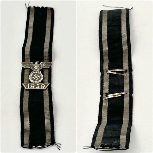 566 - A WW2 German Spange on a WW1 Iron Cross 2nd Class Ribbon denoting that the award has been won during... 