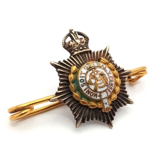 615 - A WW1 Silver and gold Army Service Corps Sweetheart Brooch with enamel inlay.