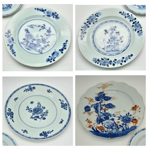 694 - Five Chinese 18th Century Export Blue and White Plates. Please see photos for conditions.