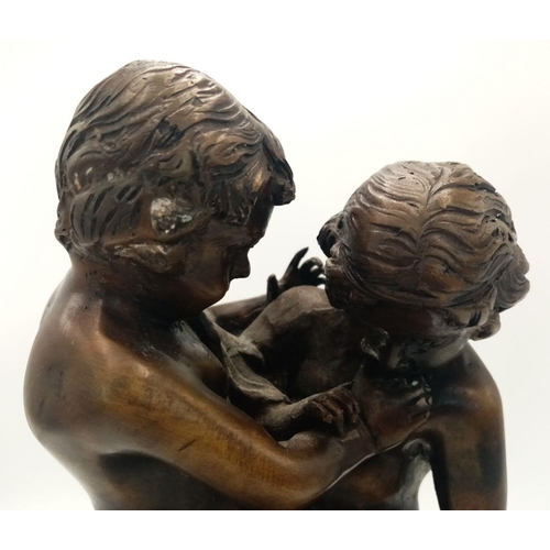 743 - A Bronze Figure of Two Cherubic Children Playing. Inscription of Geria L. Vichi - on marble base. 27... 