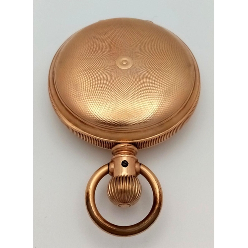 757 - An Antique Gold Plated American Waltham and Co. Full Hunter Pocket Watch. Case - 54mm. White dial wi... 