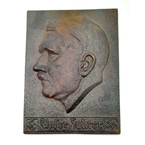 833 - A Cast Iron Plaque of Adolf Hitler.