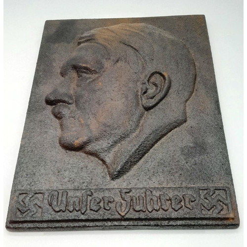 833 - A Cast Iron Plaque of Adolf Hitler.